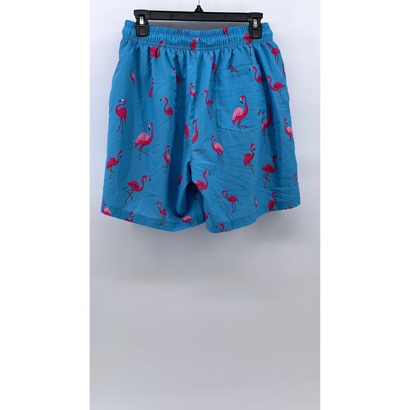 UNBRANDED Men's Light Blue Pink Flamingo Print Drawstring Waist Shorts SZ M - Picture 2 of 9